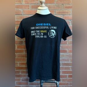 Diesel Black Tee with Bold Graphic Print